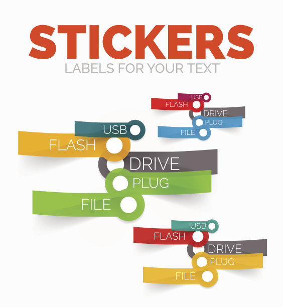 向量设计元素的彩色纸贴纸图标图片下载