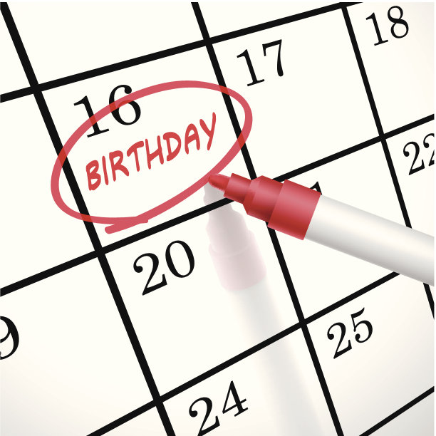 生日字圈标记在日历上图片下载