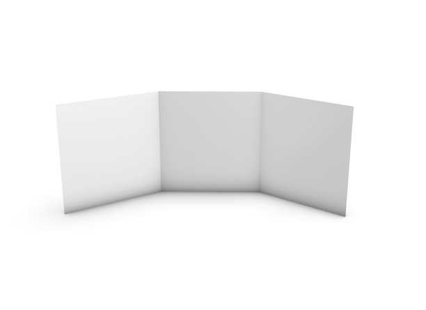 三倍三平方页打开宣传册模拟3D插图。图片下载