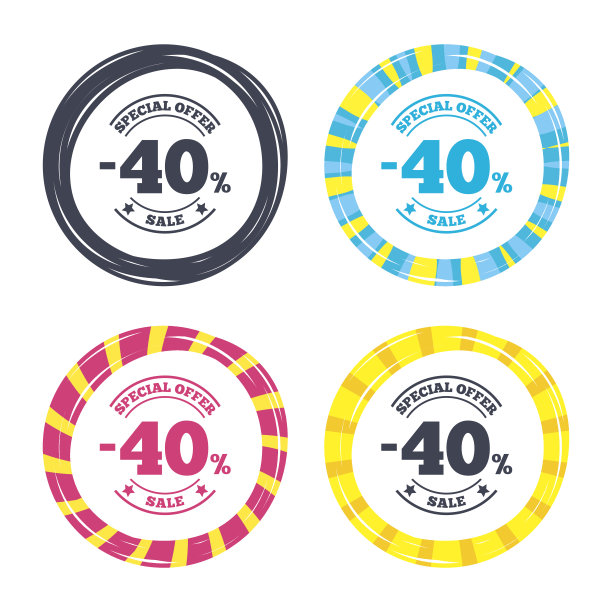 40%折扣标志图标。销售的象征。素材图片