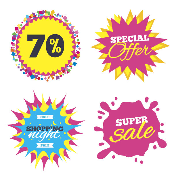 七折标志图标。销售的象征。素材图片