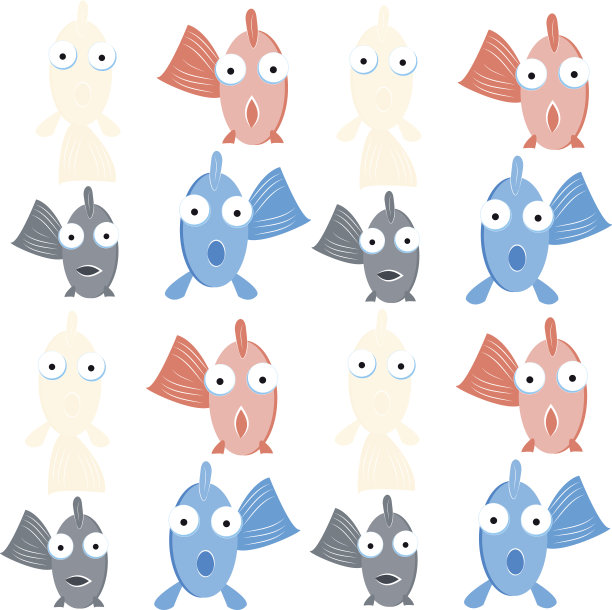 有趣的鱼在白色的背景。矢量插图。图片下载
