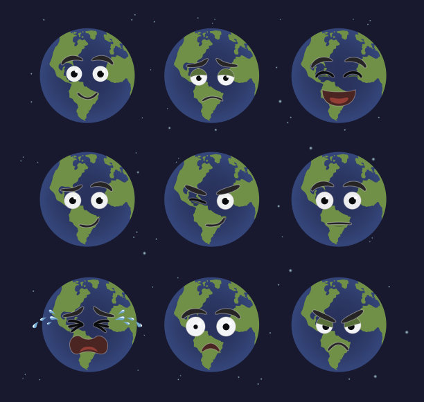 各种地球卡通表情素材图片