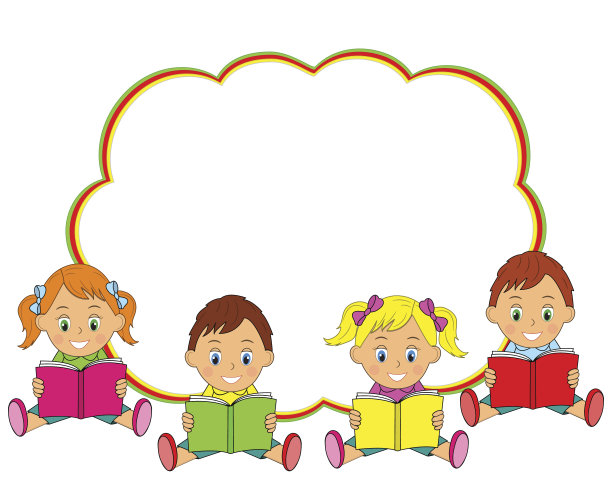 女孩和男孩读这本书图片下载