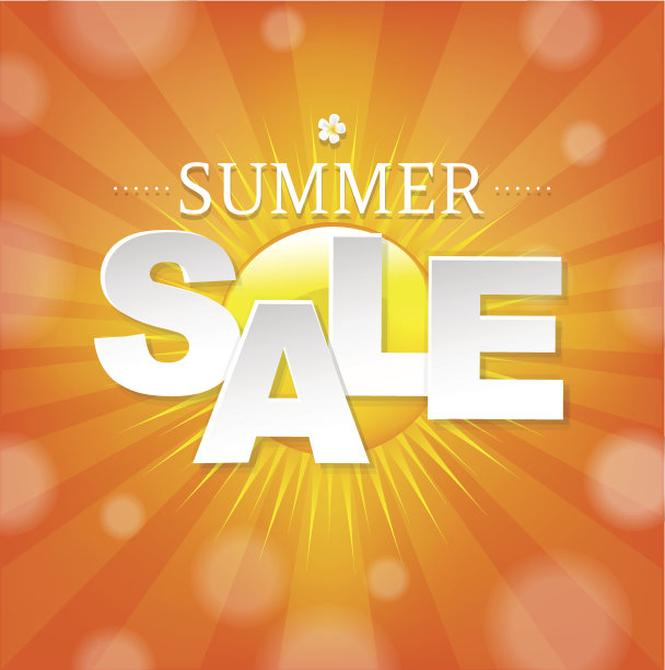 夏日销售旗帜与太阳图片下载