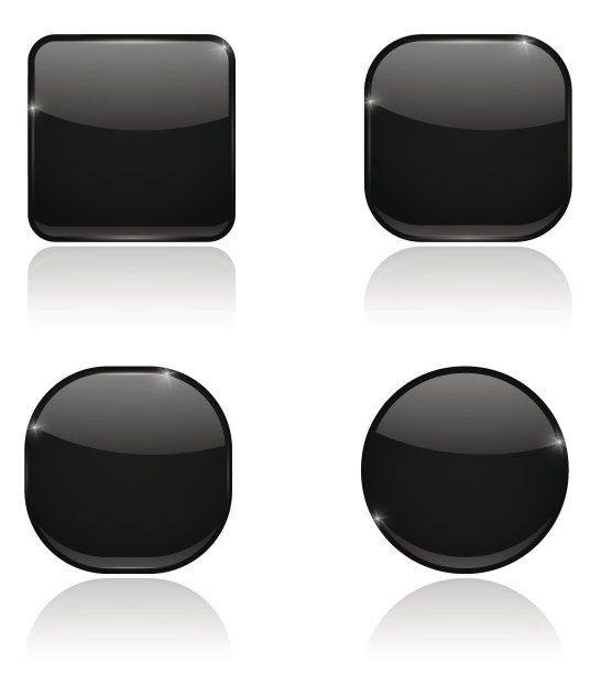 一组黑色按钮。网页闪亮的3d图标图片下载