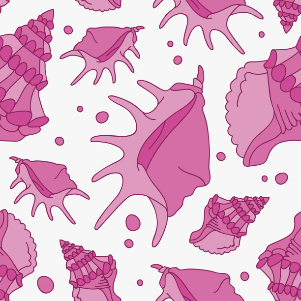 无缝矢量模式的粉红色贝壳图片下载