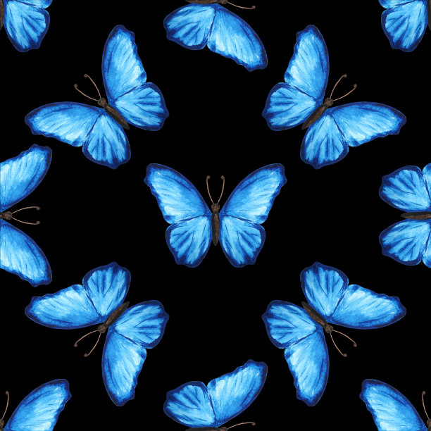 水彩无缝图案与蝴蝶图片下载