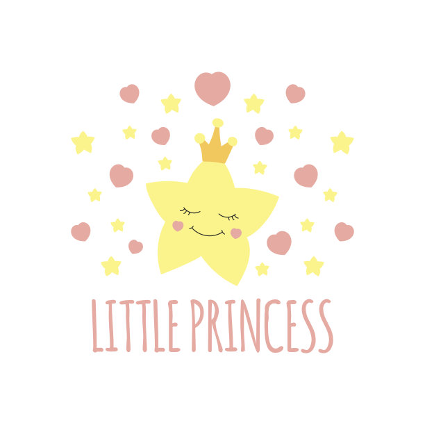 可爱的明星在皇冠打印向量图片下载