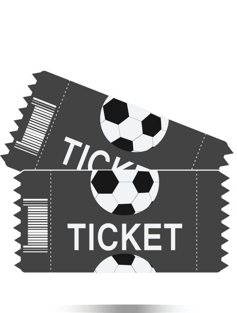 白色背景上的两张足球票图标，两张足球票符号。矢量图图片下载