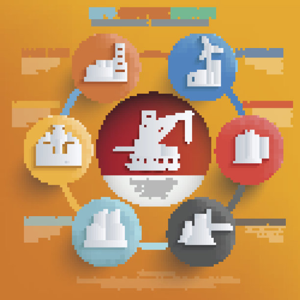 工业信息图上黄色背景，矢量图片下载