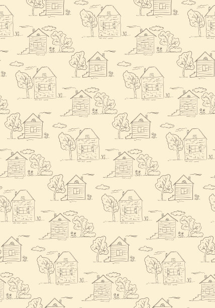 手绘村舍图案图片下载