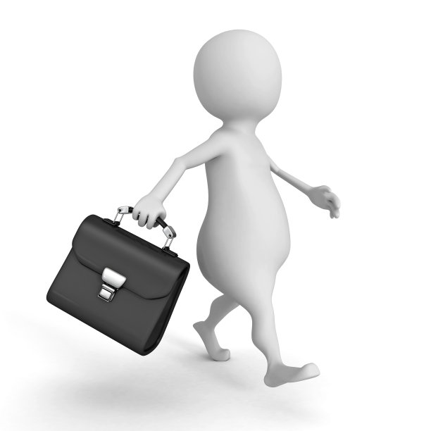 3d商人走在黑色皮革公文包图片下载