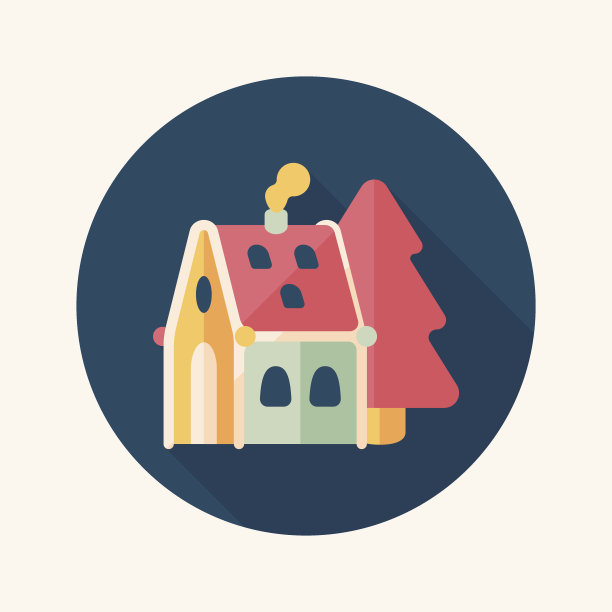 圣诞屋扁平图标与长影子，eps10图片下载