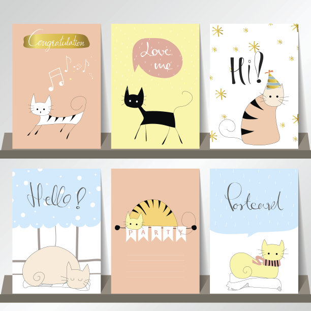 浅粉蓝色的横幅，传单，标语牌集合图片下载