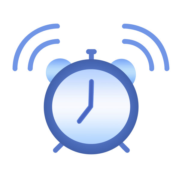 一个孤立的白色背景蓝色闹钟在7点响的插图素材图片