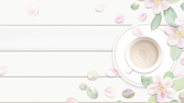 粉彩白色的早晨背景矢量插图与咖啡杯图片下载