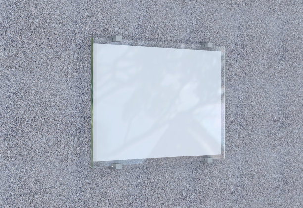 砖墙上的空白框架。三维渲染图片下载