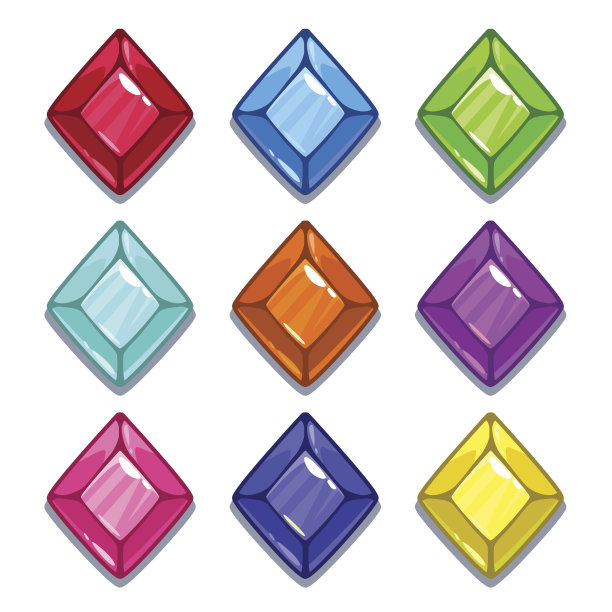 有趣的卡通彩色宝石套装图片下载
