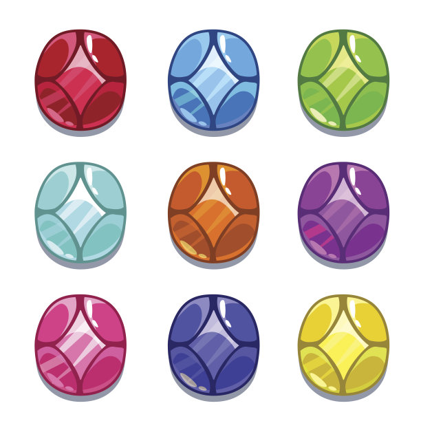 有趣的卡通彩色宝石套装图片下载