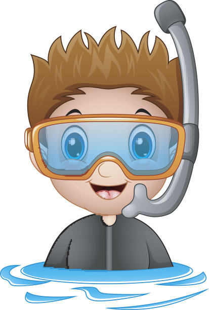 浮潜男孩卡通图片下载