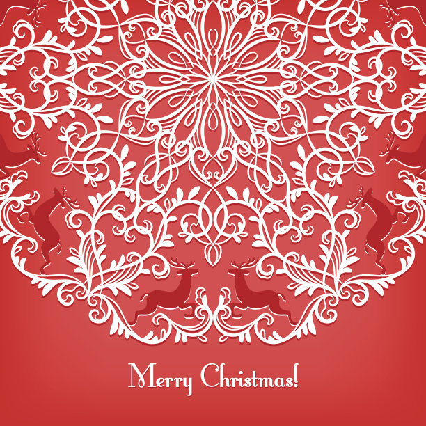 有雪花和鹿的圣诞贺卡图片下载