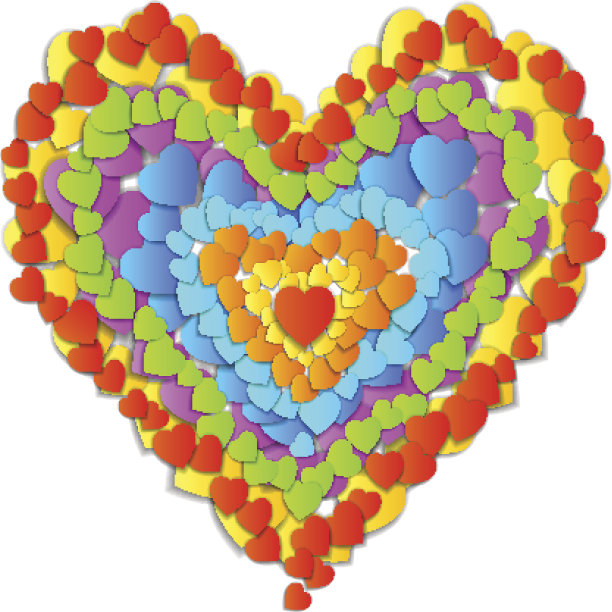 矢量情人节卡美丽多彩的心图片下载