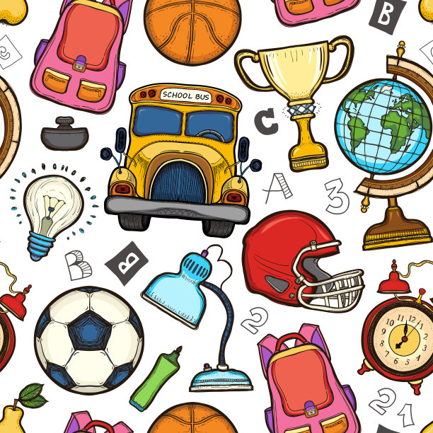 学校与教育要素无缝模式图片下载