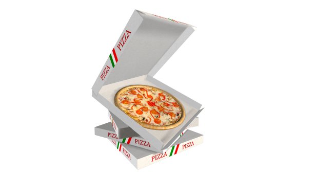 披萨在一个开放的白色送货盒隔离白色送货服务图片下载