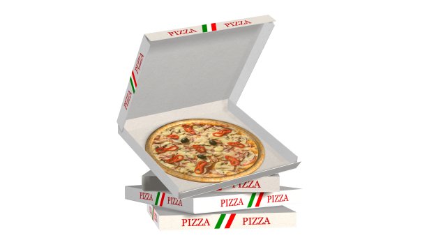 披萨在一个开放的白色送货盒隔离白色送货服务图片下载