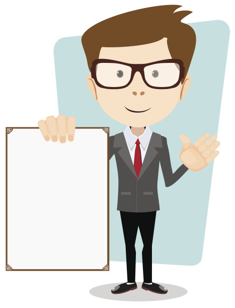 矢量插图的卡通商人持有空白留言板。图片下载