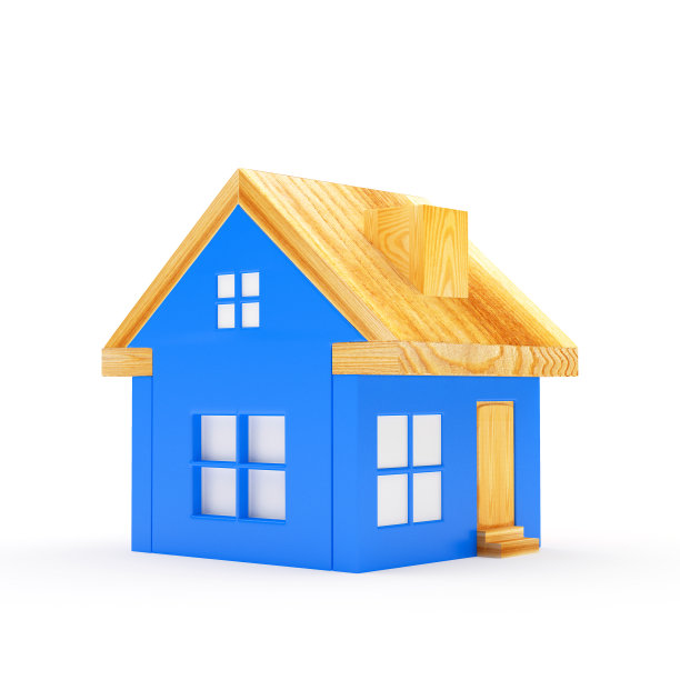 有木屋顶的蓝色房子图片下载