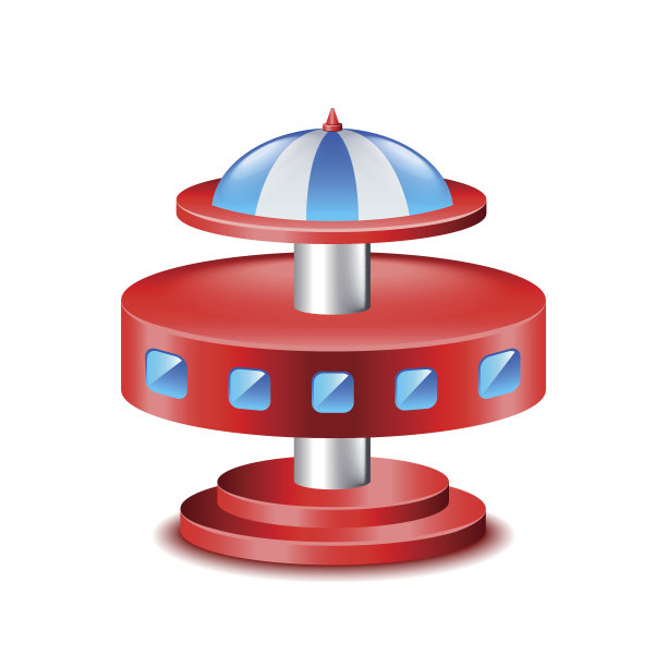 下落的船舱旋转木马被白色矢量隔离图片下载