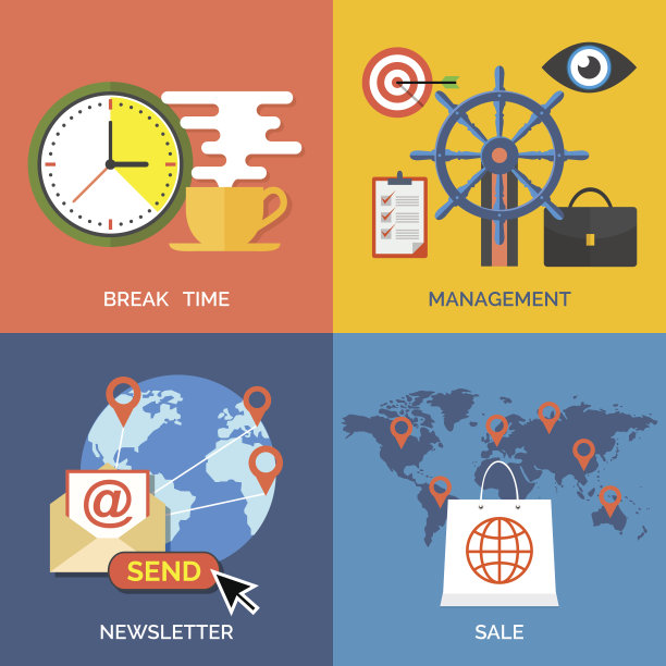 一套平面设计概念图标的业务。图片下载