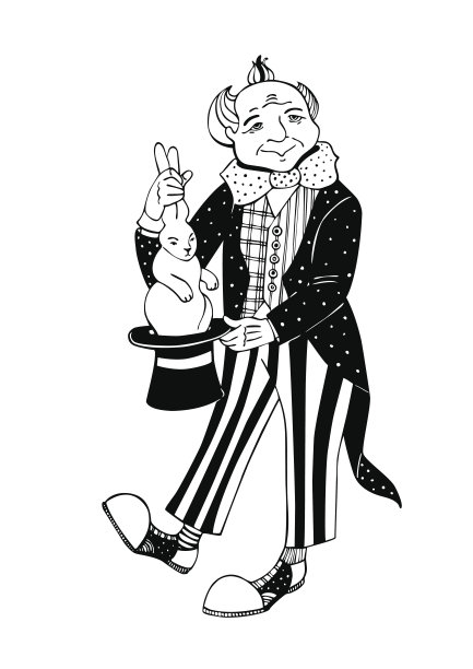 小丑墨水手绘插图图片下载