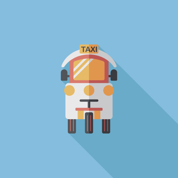 交通出租车平面图标与长影子，eps10图片下载