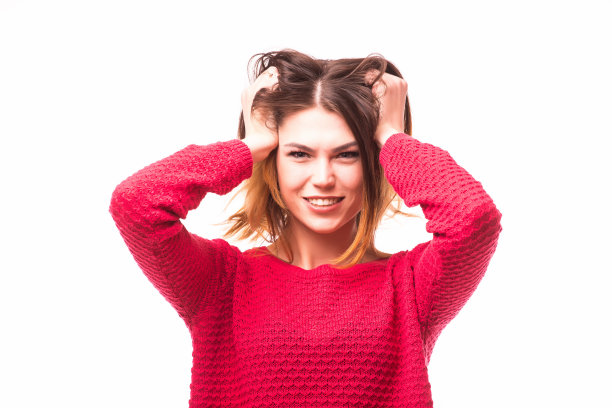 白种迷人快乐性感的女模特在摇头图片下载