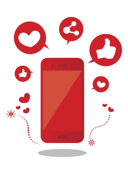 社交媒体和智能手机图片下载