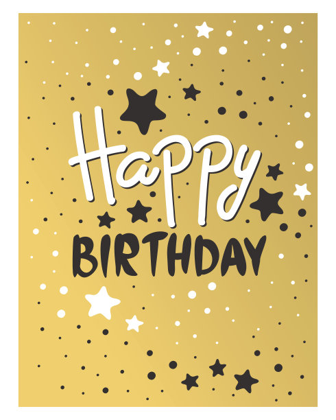 美丽的生日邀请卡设计金色和黑色矢量问候装饰图片下载