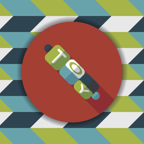 砖块玩具平面图标与长影子，eps10图片下载