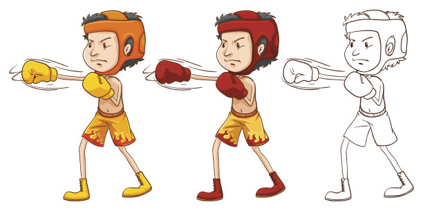 男子拳击有三种不同的绘画风格图片下载