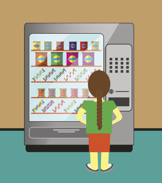 在机器里选择食物的女人图片下载