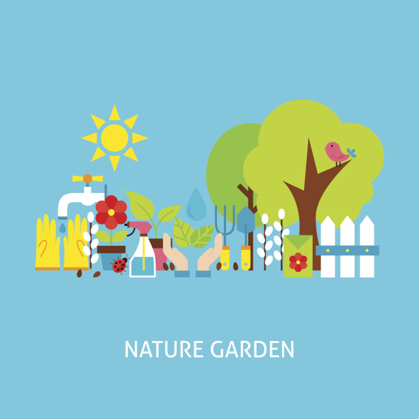自然花园矢量平面概念图片下载