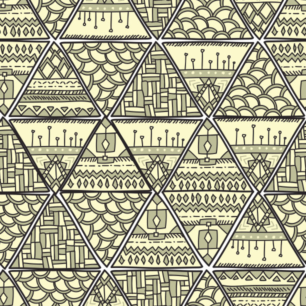 无缝民族图案的奇异三角形。素材图片