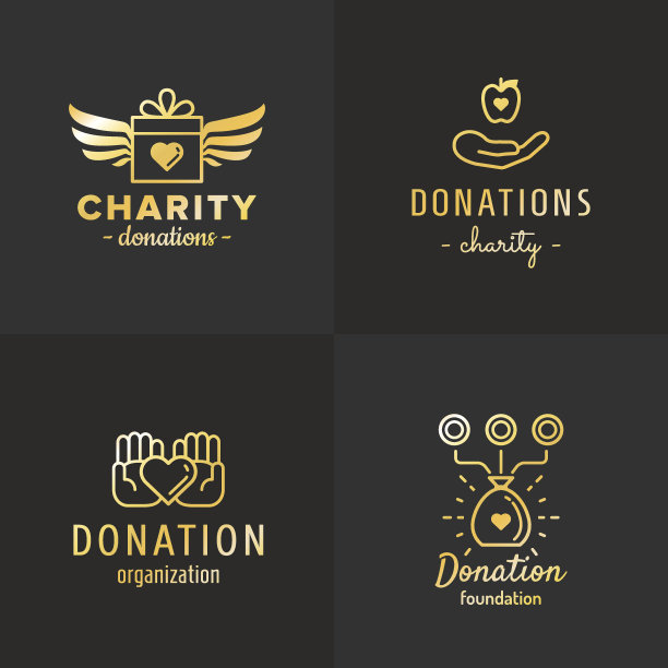 捐赠和慈善金图标复古向量集。第二部分。图片下载