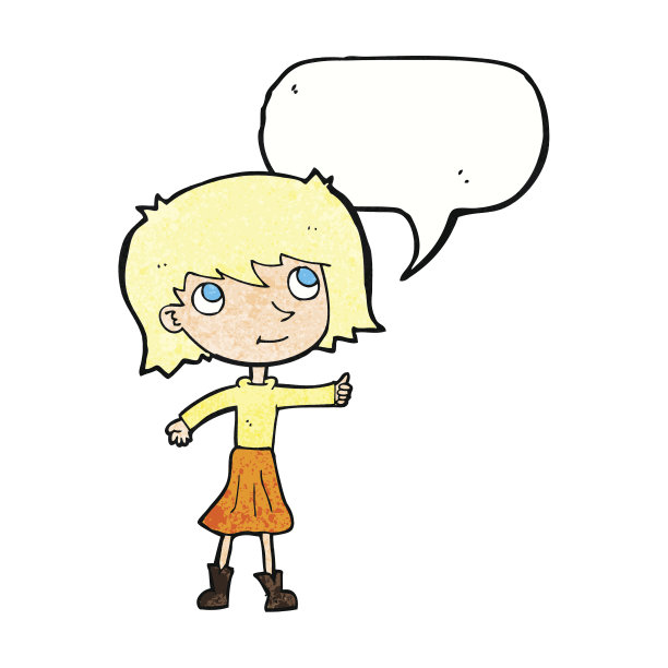 卡通快乐的女孩与言语泡泡图片下载