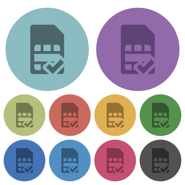 彩色SIM卡接受平面图标图片下载