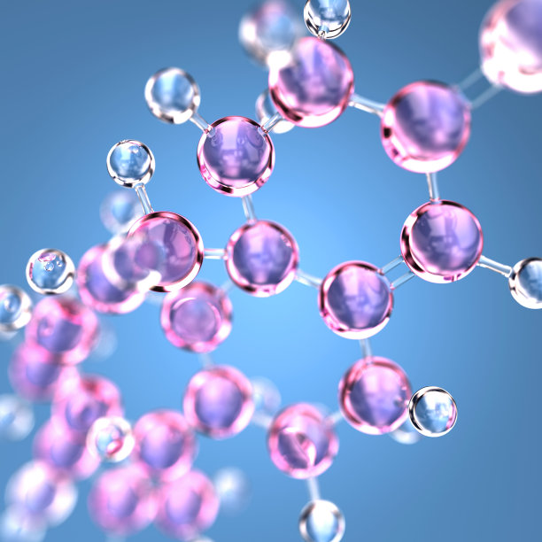 睾酮分子。透明的蓝色背景图片下载