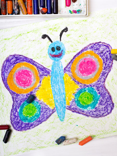 一幅图画的特写:快乐的蝴蝶有彩色的翅膀图片下载