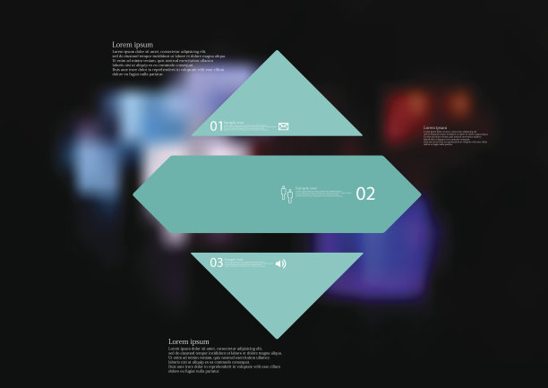 插图信息图表模板与菱形水平分为三个独立的蓝色部分图片下载